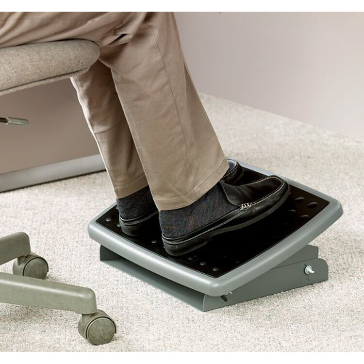 3M FR330 charcoal adjustable footrest with non-skid surface under a desk — view 4