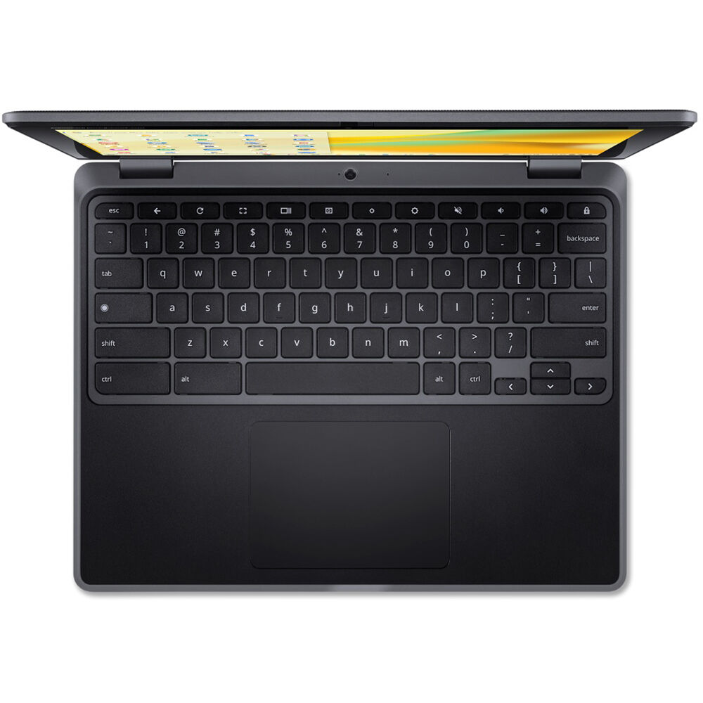 Acer Spin 512 12-inch Chromebook convertible with touchscreen, Intel N100, and black patterned cover — view 11