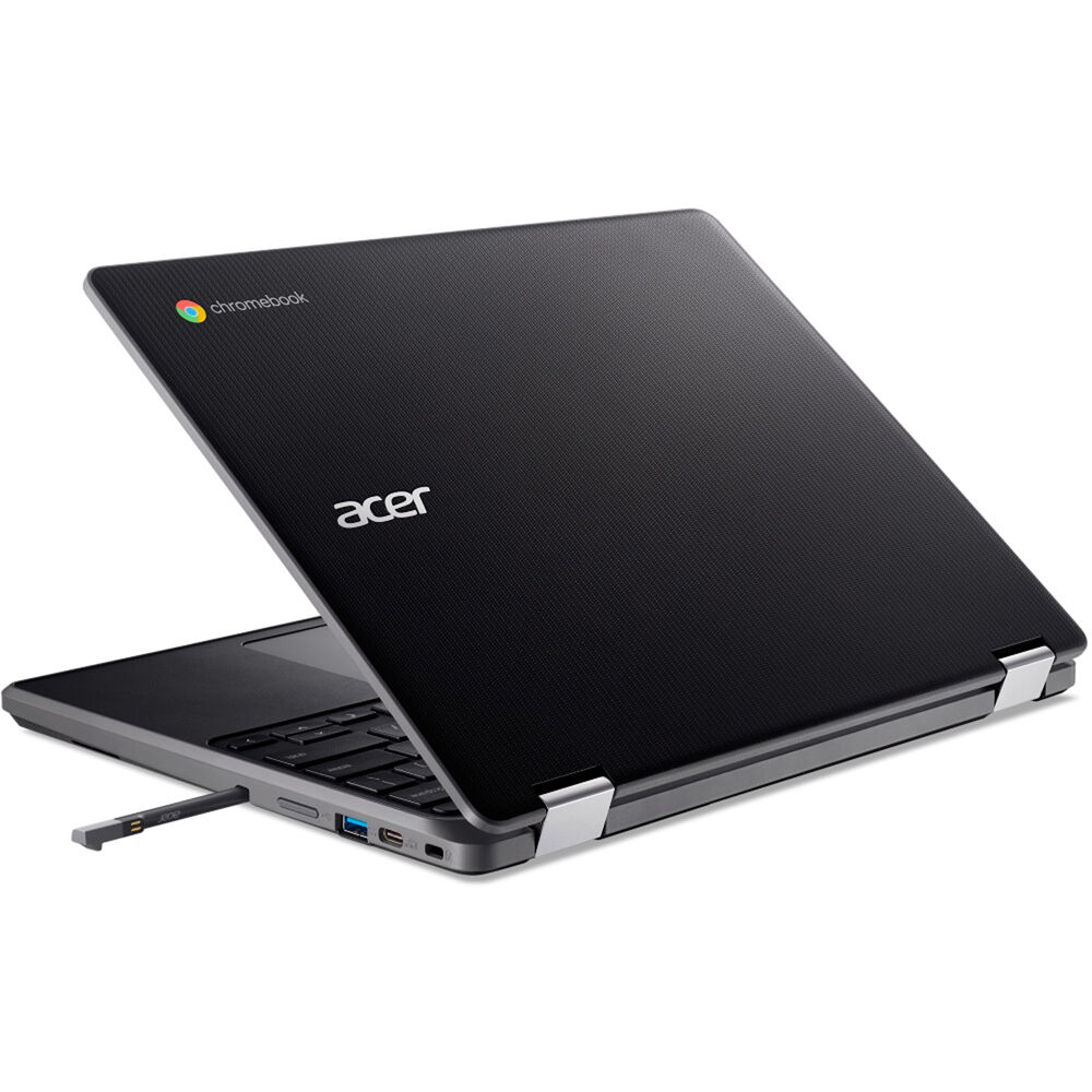 Acer Spin 512 12-inch Chromebook convertible with touchscreen, Intel N100, and black patterned cover — view 13