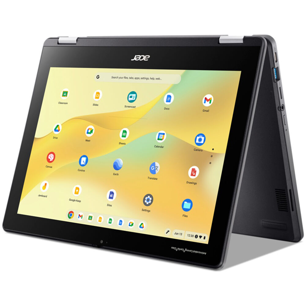 Acer Spin 512 12-inch Chromebook convertible with touchscreen, Intel N100, and black patterned cover — view 5