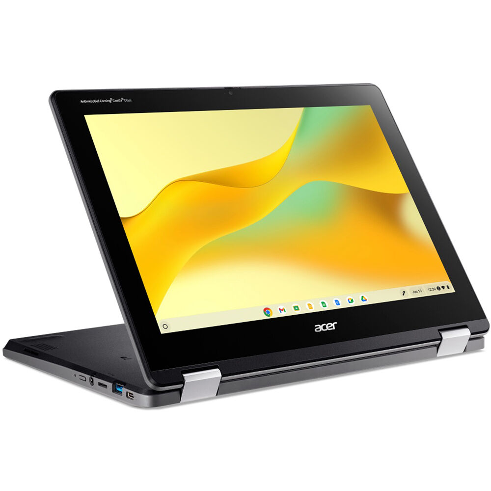 Acer Spin 512 12-inch Chromebook convertible with touchscreen, Intel N100, and black patterned cover — view 6