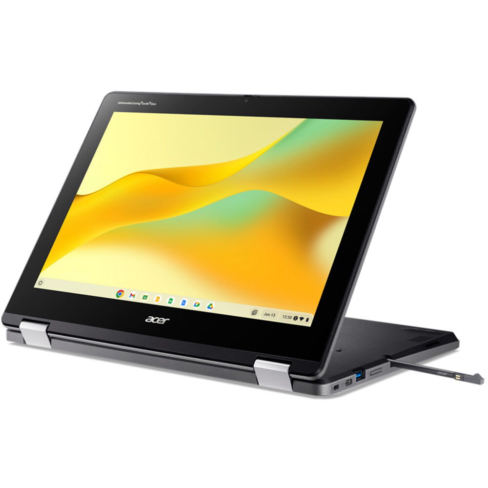 Acer Spin 512 12-inch Chromebook convertible with touchscreen, Intel N100, and black patterned cover — view 7