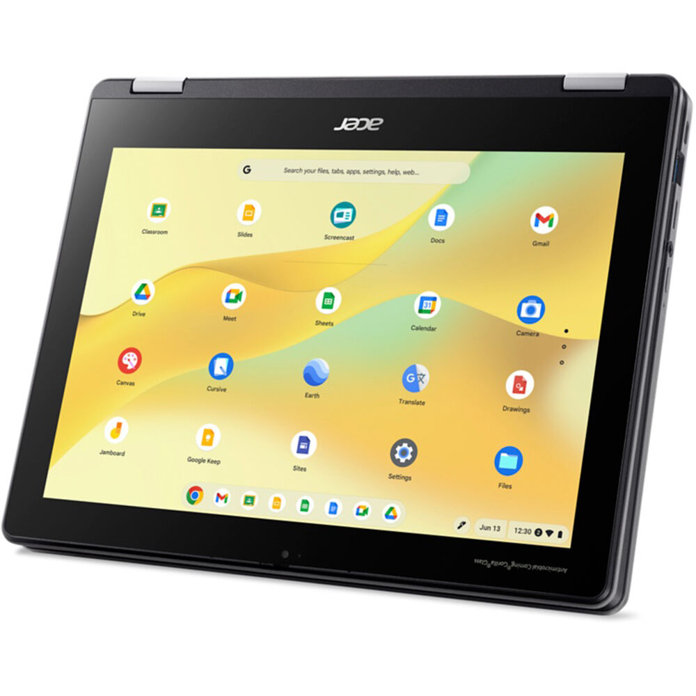 Acer Spin 512 12-inch Chromebook convertible with touchscreen, Intel N100, and black patterned cover — view 8