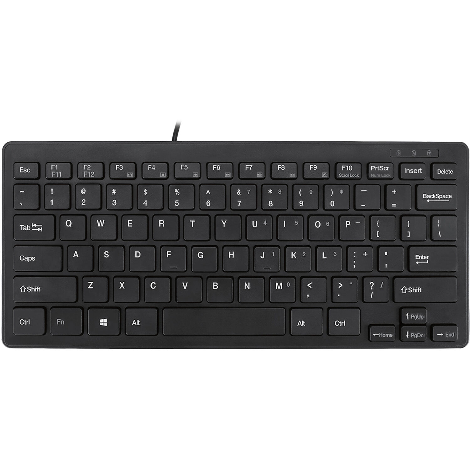 Adesso Windows mini USB keyboard with slim compact design, membrane keys, and embedded numeric keypad — view 2