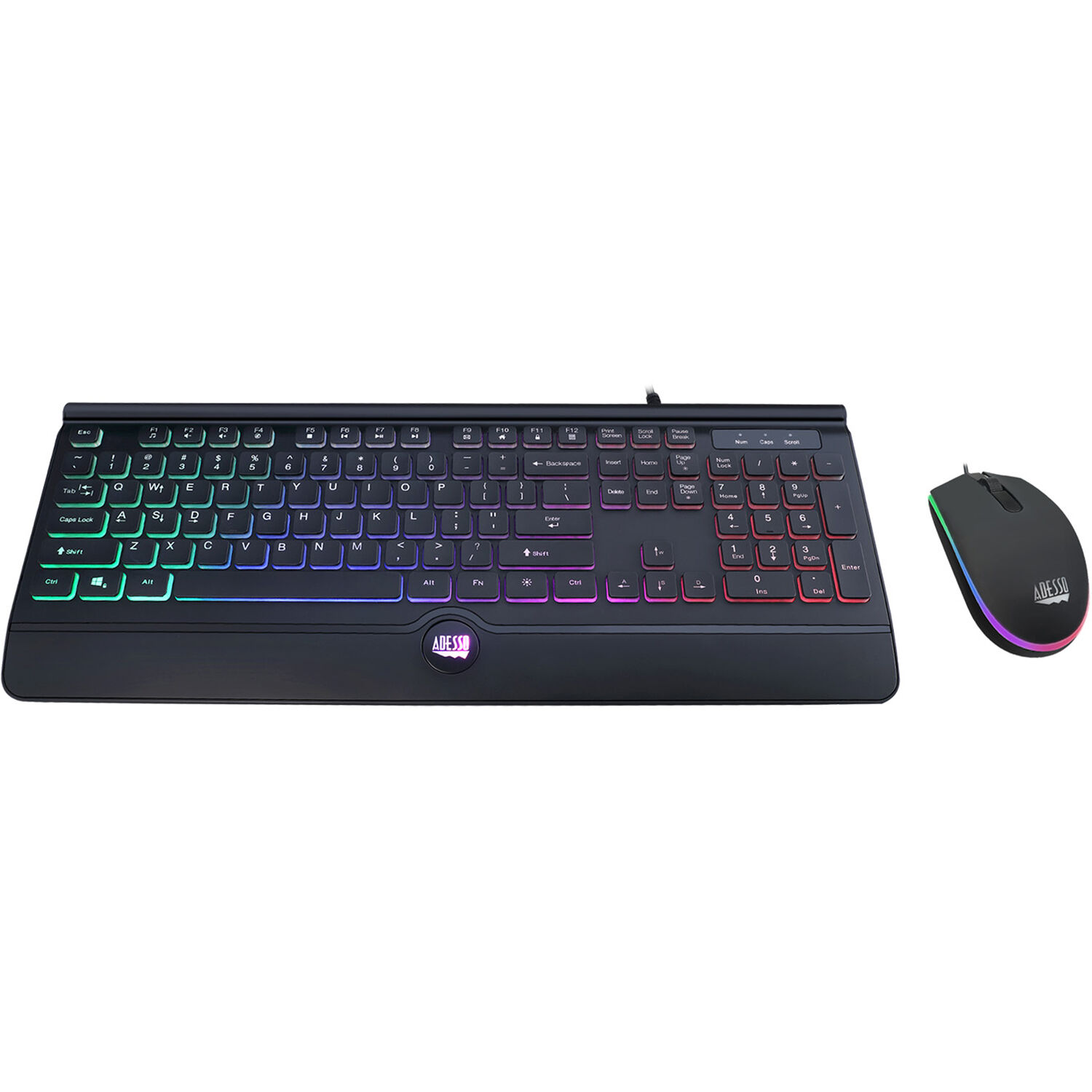 Adesso gaming keyboard and mouse combo with illuminated backlit keys and 1,000 DPI optical mouse — view 4