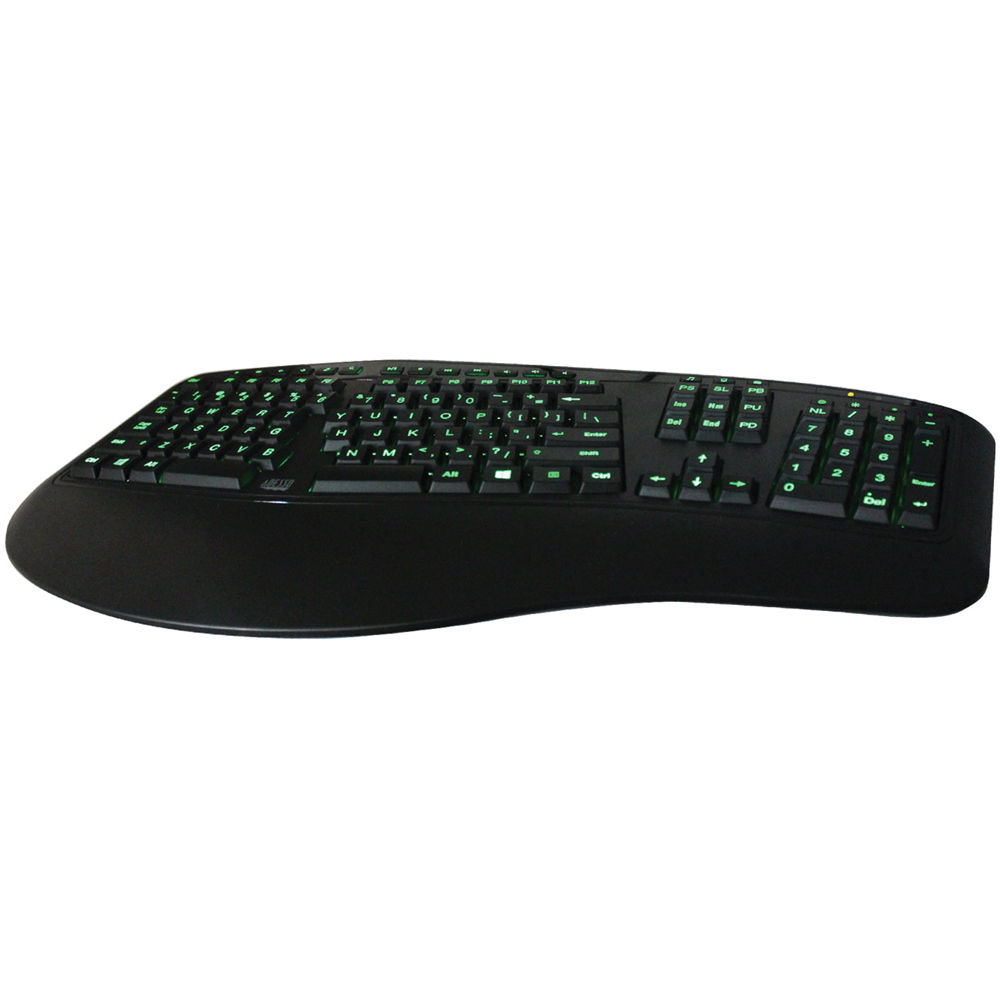 Adesso Tru-Form 150 ergonomic keyboard with 3-color illuminated keys — view 3
