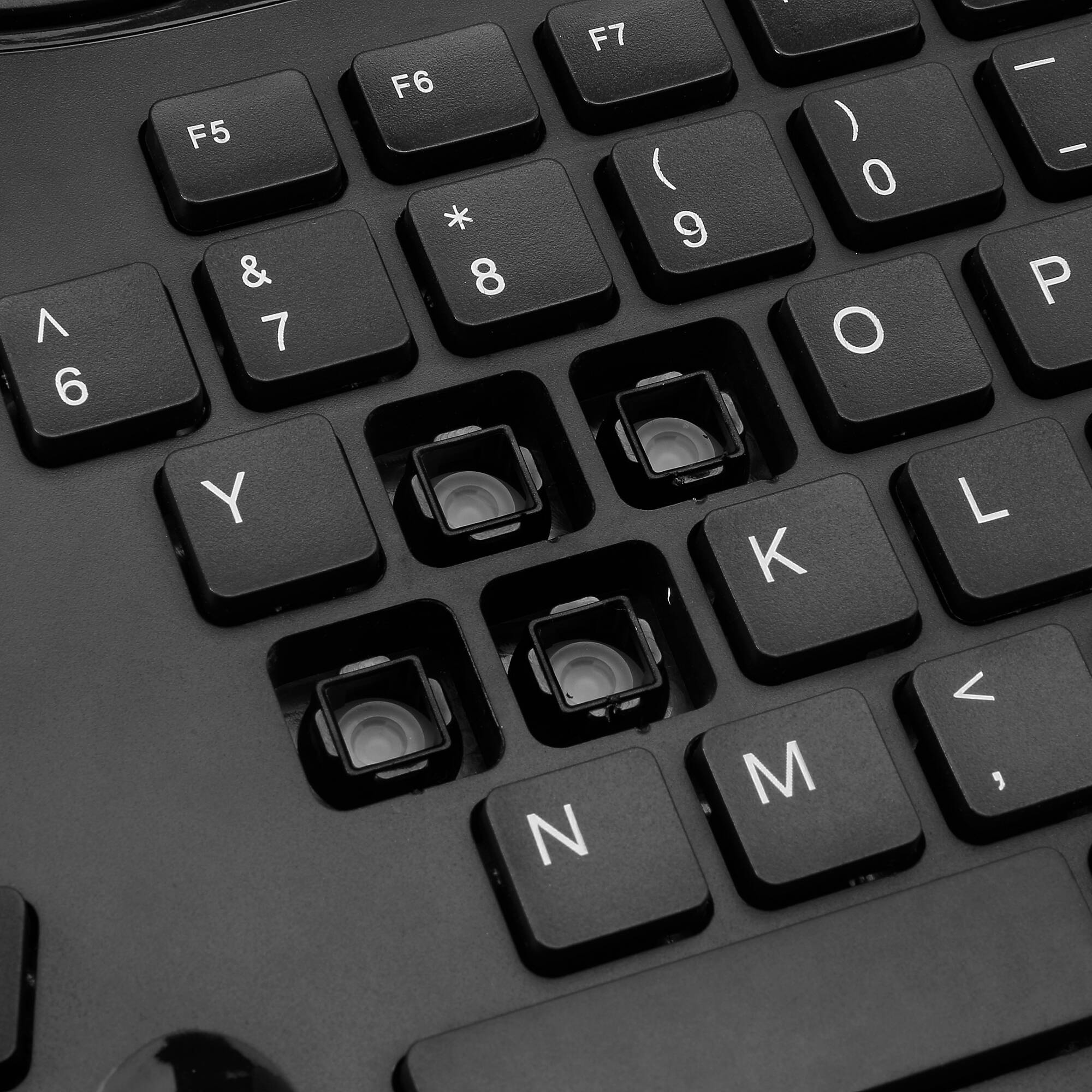 Adesso AKB-160UB ergonomic desktop keyboard with split-key zones, palm rest, and multimedia hot keys — view 7