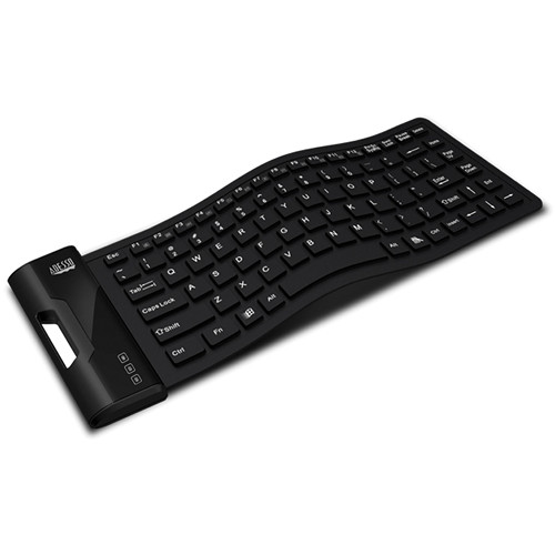 Adesso AKB-212UB antimicrobial flexible mini USB keyboard in black with 6 ft cord — view 2
