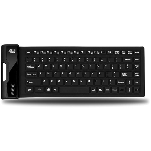 Adesso AKB-212UB antimicrobial flexible mini USB keyboard in black with 6 ft cord — view 3