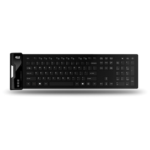 Adesso AKB-232UB antimicrobial flexible full-size USB keyboard in black with 6 ft cord — view 2