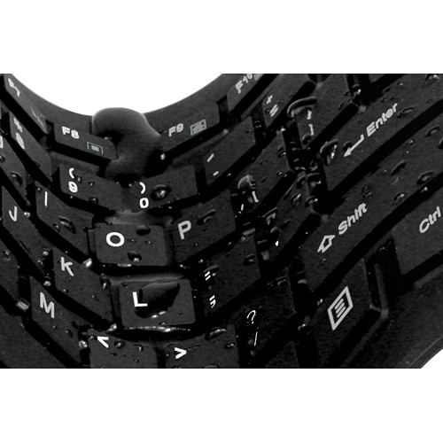 Adesso AKB-232UB antimicrobial flexible full-size USB keyboard in black with 6 ft cord — view 3
