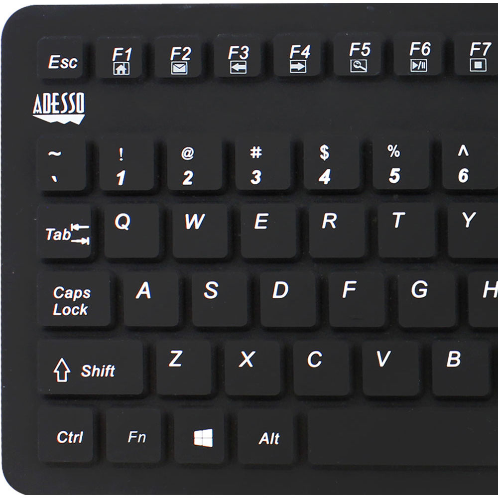 Adesso waterproof silicone keyboard with touchpad, 10-key numeric keypad, and 12 hot keys — view 5