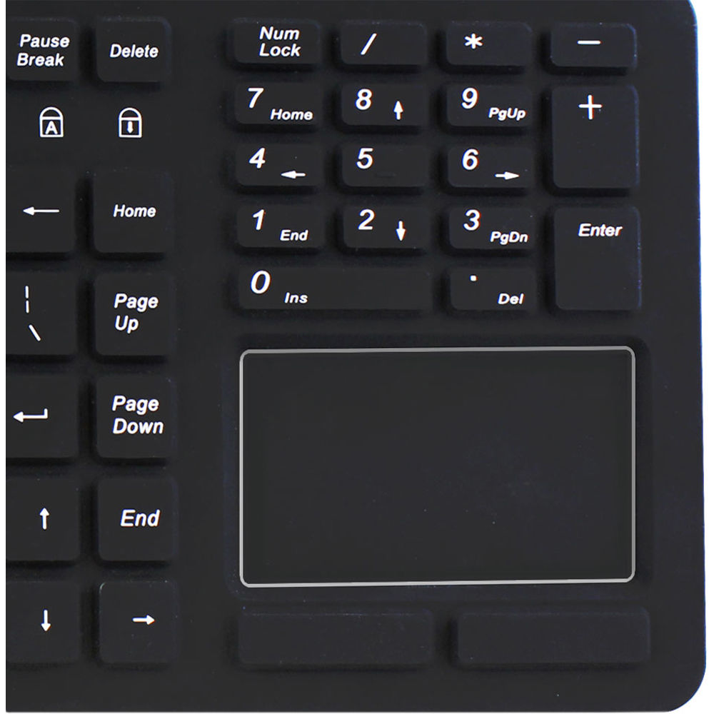 Adesso waterproof silicone keyboard with touchpad, 10-key numeric keypad, and 12 hot keys — view 7