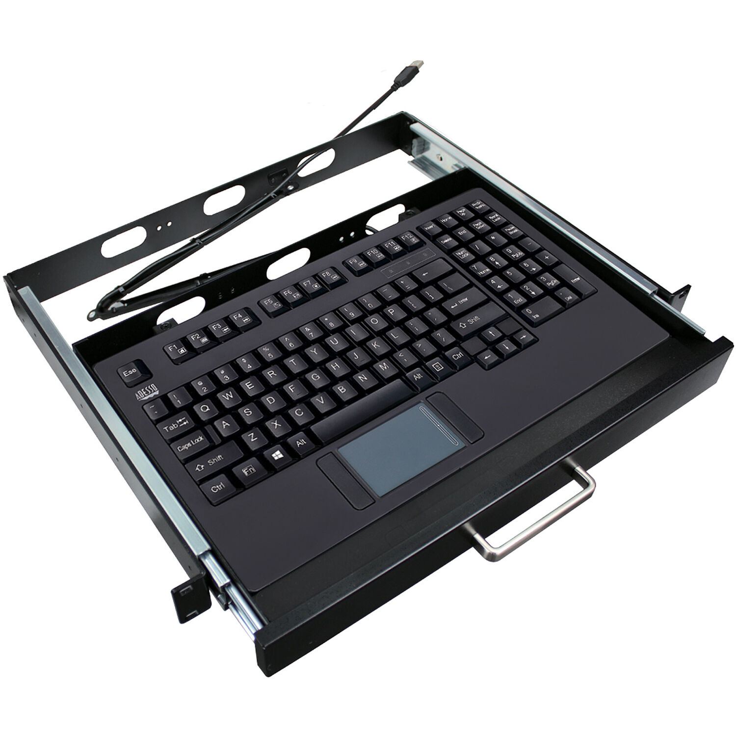 Adesso rackmount keyboard with integrated Glidepoint touchpad for 19-inch rack installations — view 2
