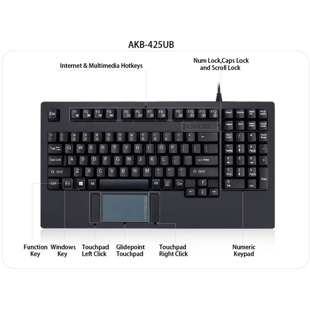 Adesso rackmount keyboard with integrated Glidepoint touchpad for 19-inch rack installations — view 7