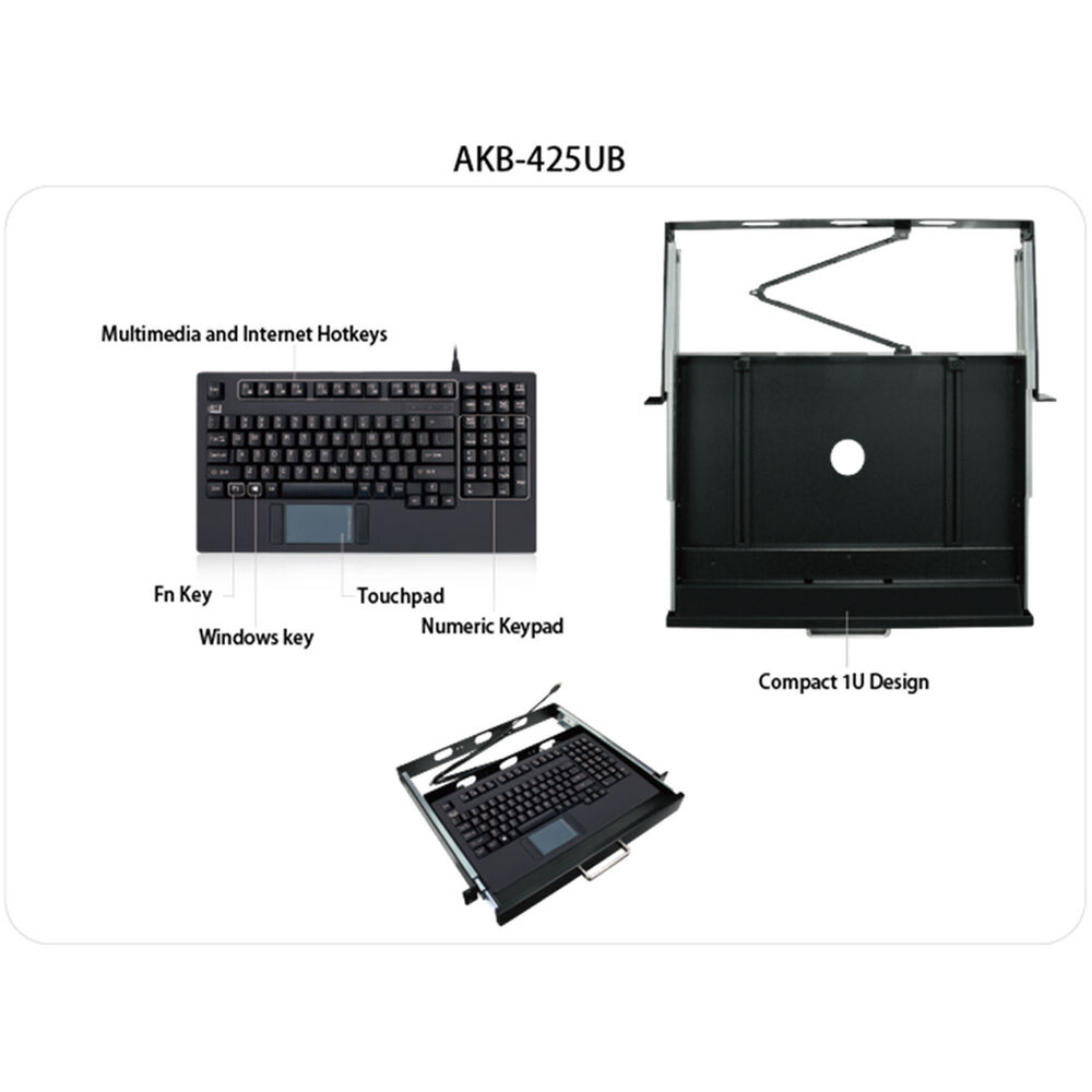 Adesso rackmount keyboard with integrated Glidepoint touchpad for 19-inch rack installations — view 8