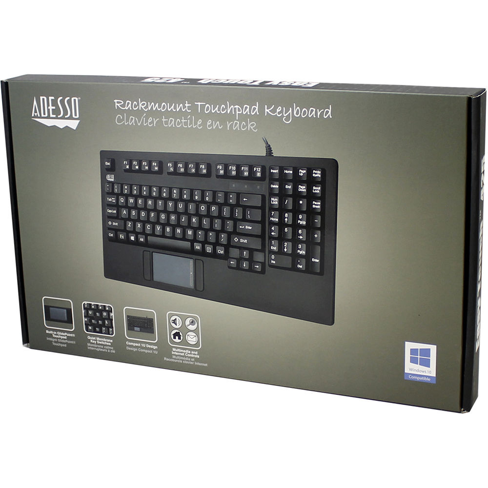 Adesso EasyTouch AKB-425UB compact USB keyboard with integrated GlidePoint touchpad — view 8
