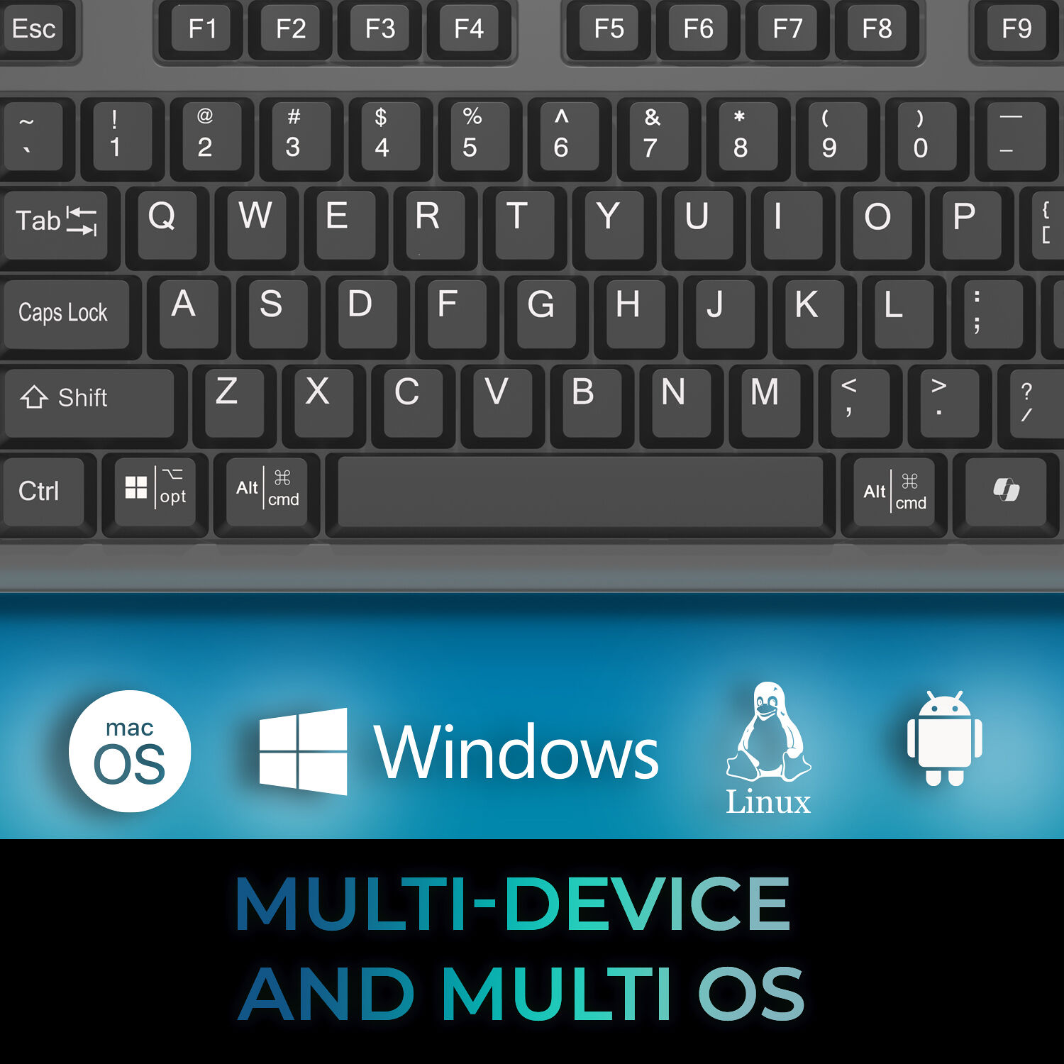 Adesso wired full-size touchpad keyboard with integrated click buttons and scroll wheel — view 11