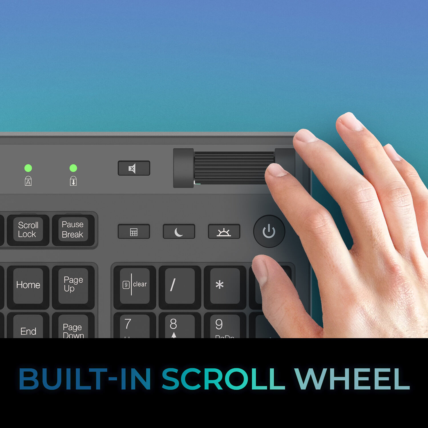 Adesso wired full-size touchpad keyboard with integrated click buttons and scroll wheel — view 7
