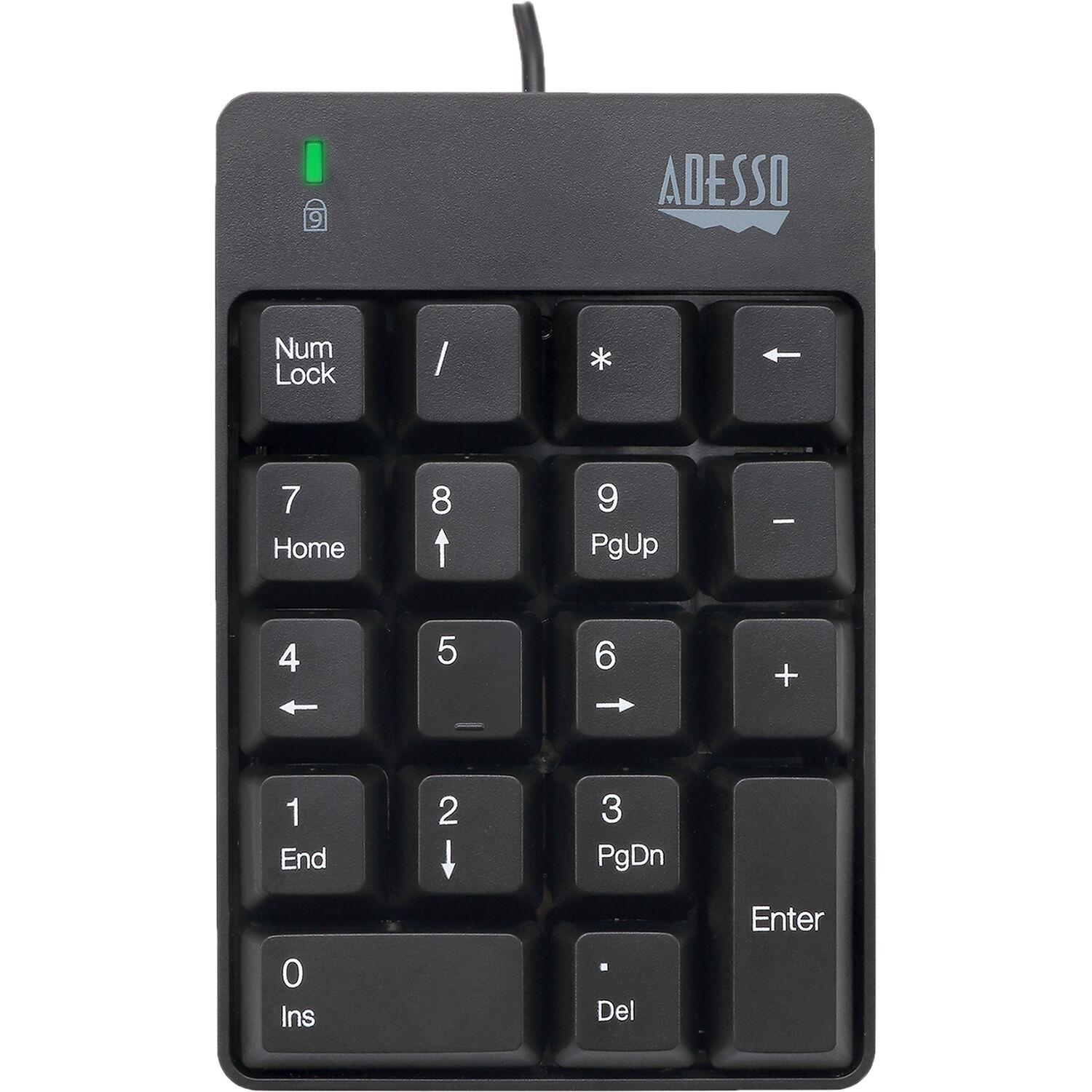 Adesso USB numeric keypad with 18 keys, spill-resistant design, and compact portable form — view 2