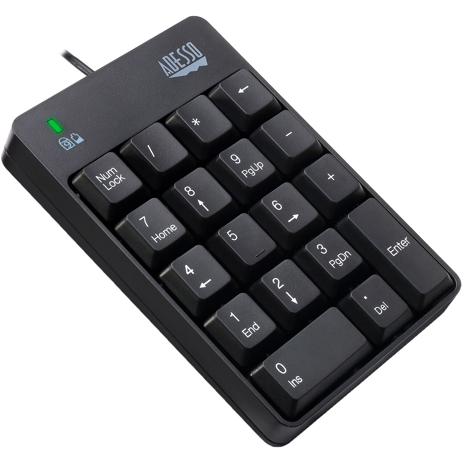 Adesso USB numeric keypad with 18 keys, spill-resistant design, and compact portable form — view 4