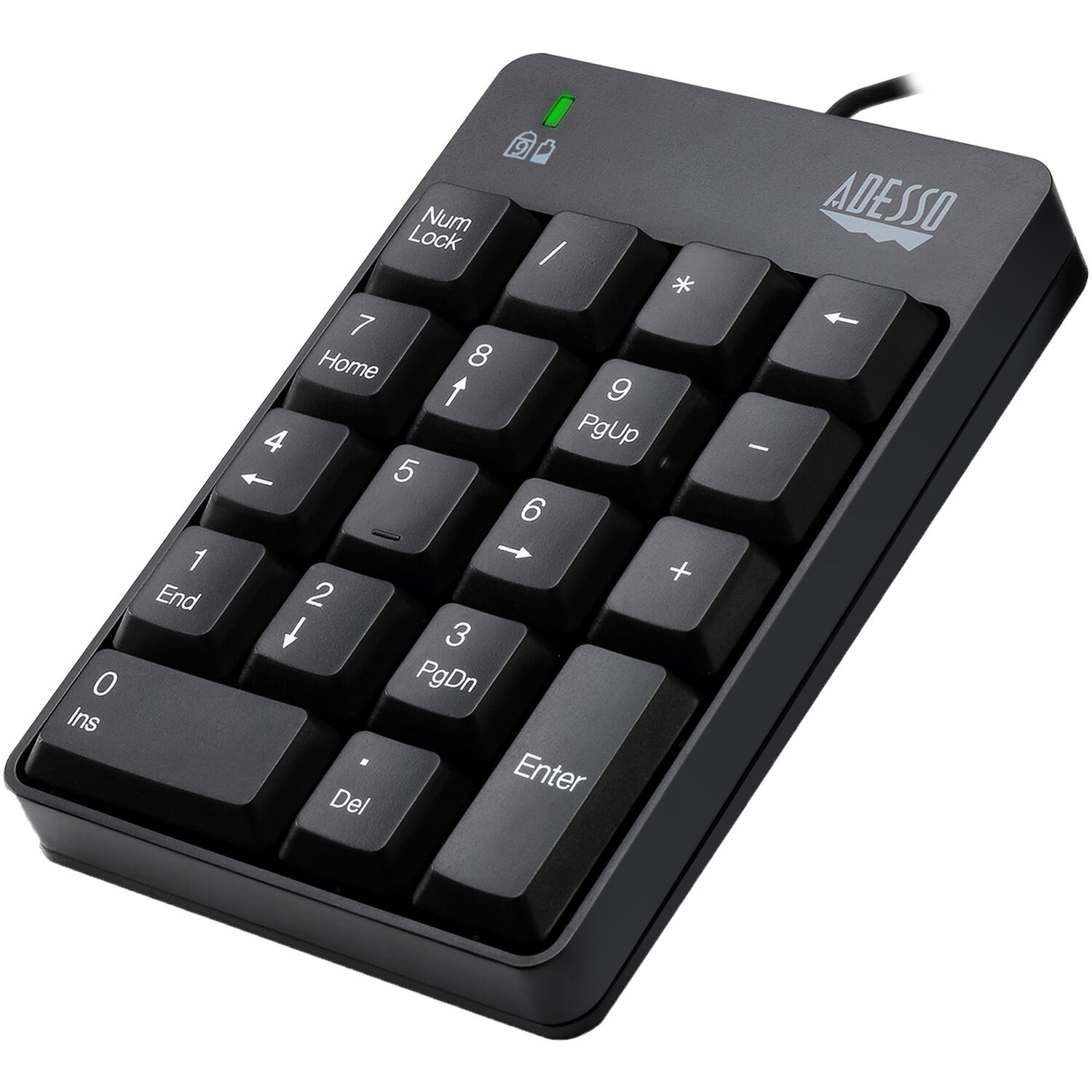 Adesso USB numeric keypad with 18 keys, spill-resistant design, and compact portable form — view 5
