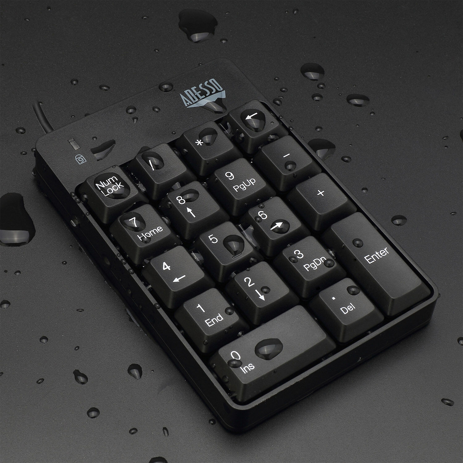 Adesso USB numeric keypad with 18 keys, spill-resistant design, and compact portable form — view 7