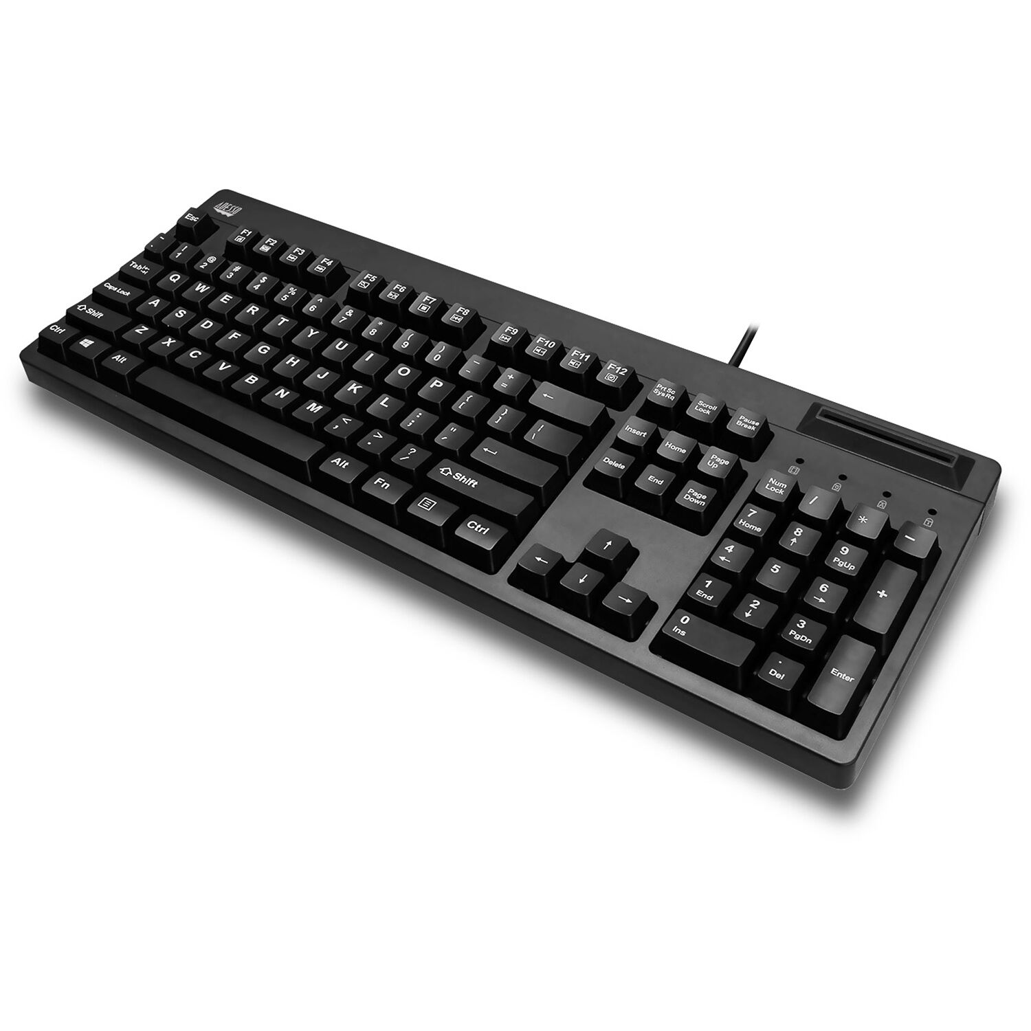 Adesso TAA smart card reader keyboard with integrated card authentication for secure government logins — view 3