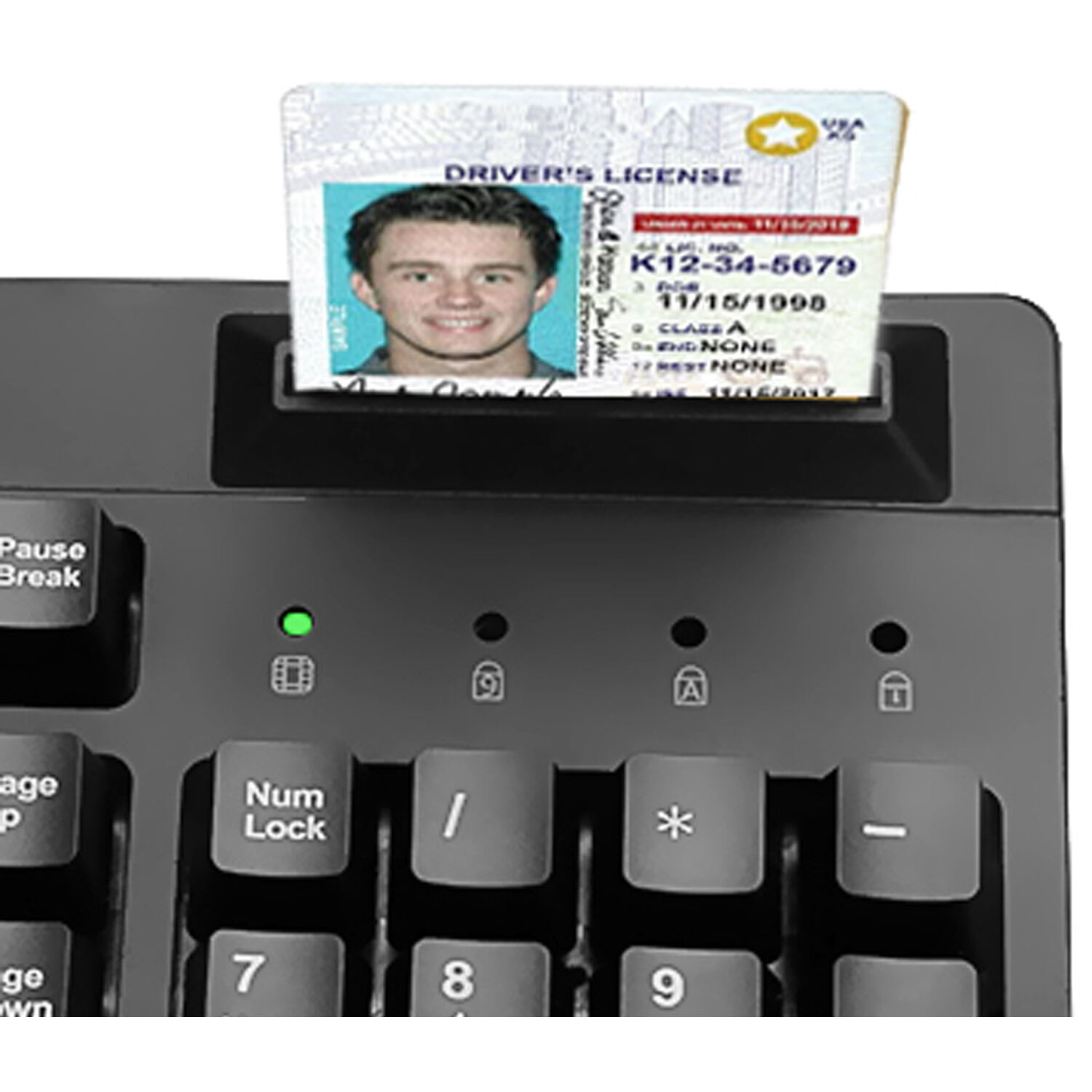 Adesso TAA smart card reader keyboard with integrated card authentication for secure government logins — view 5