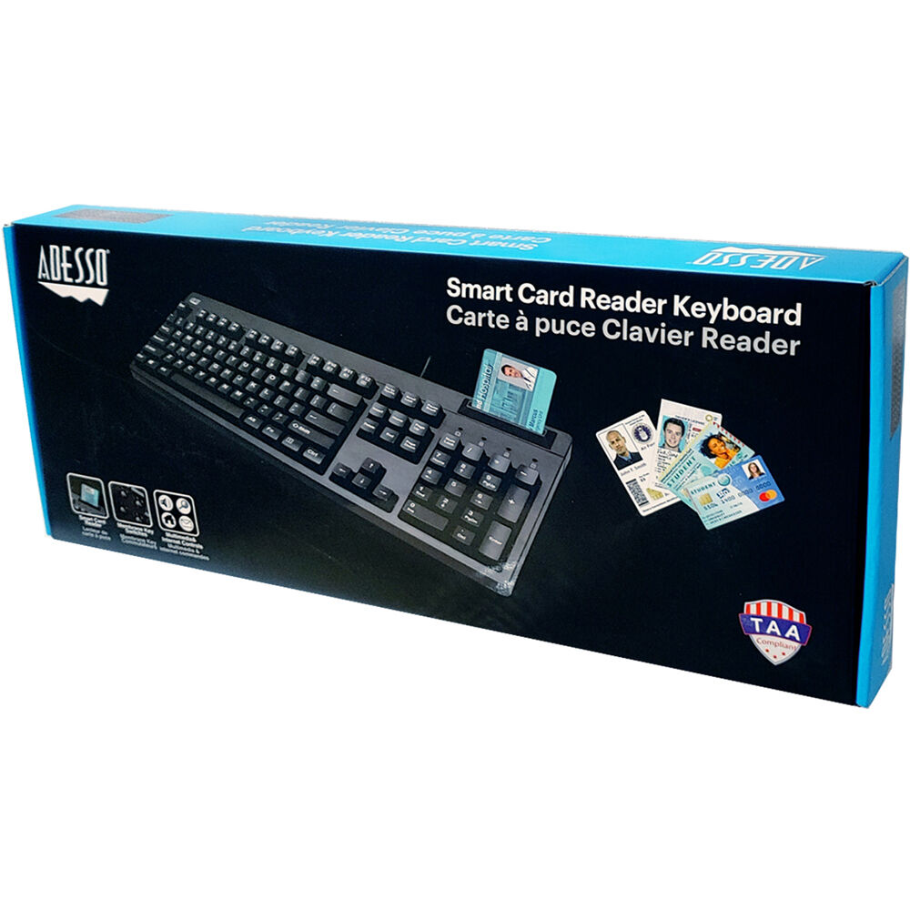 Adesso TAA smart card reader keyboard with integrated card authentication for secure government logins — view 7