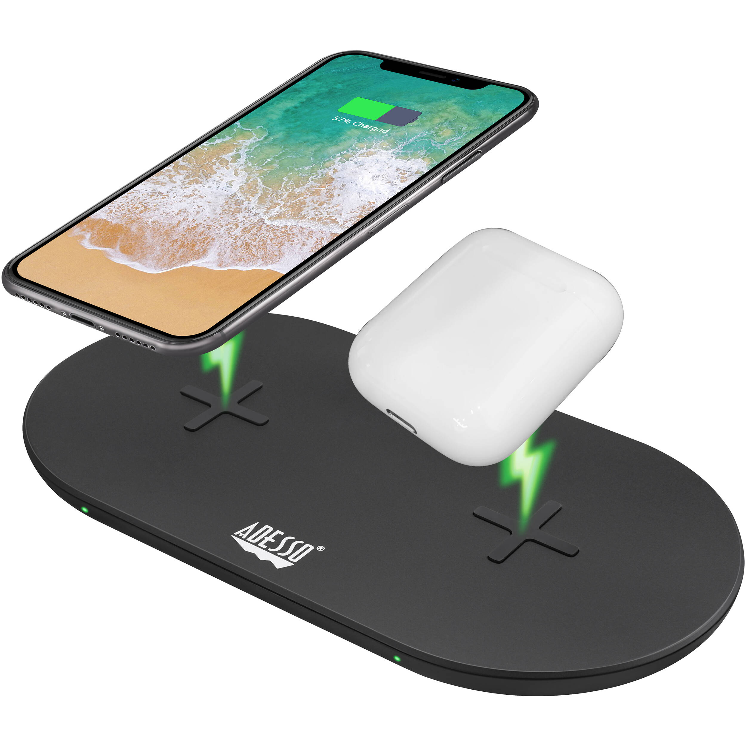 Adesso AUH-1040 dual wireless Qi charging pad with 15 W max output — view 13