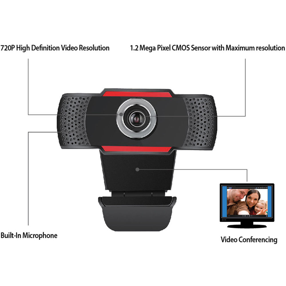Adesso CyberTrack H3 720p HD webcam with built-in microphone and USB connectivity — view 5