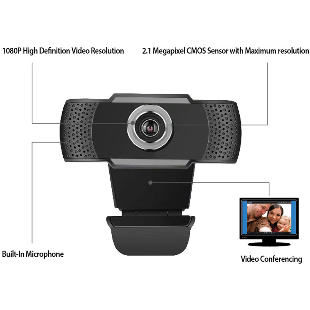 Adesso CyberTrack H4 1080p HD webcam with built-in microphone and USB connectivity — view 5