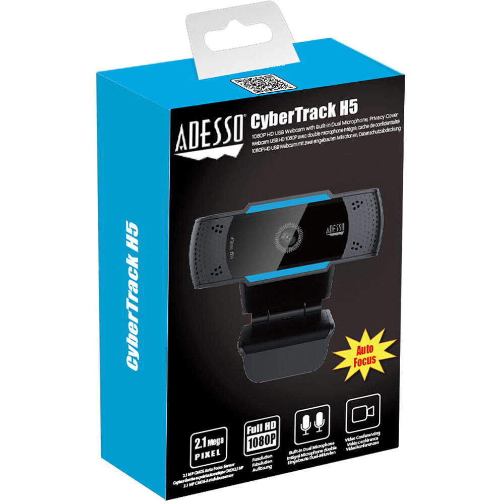 Adesso CyberTrack H5 1080p USB webcam with auto-focus for business video calls — view 12