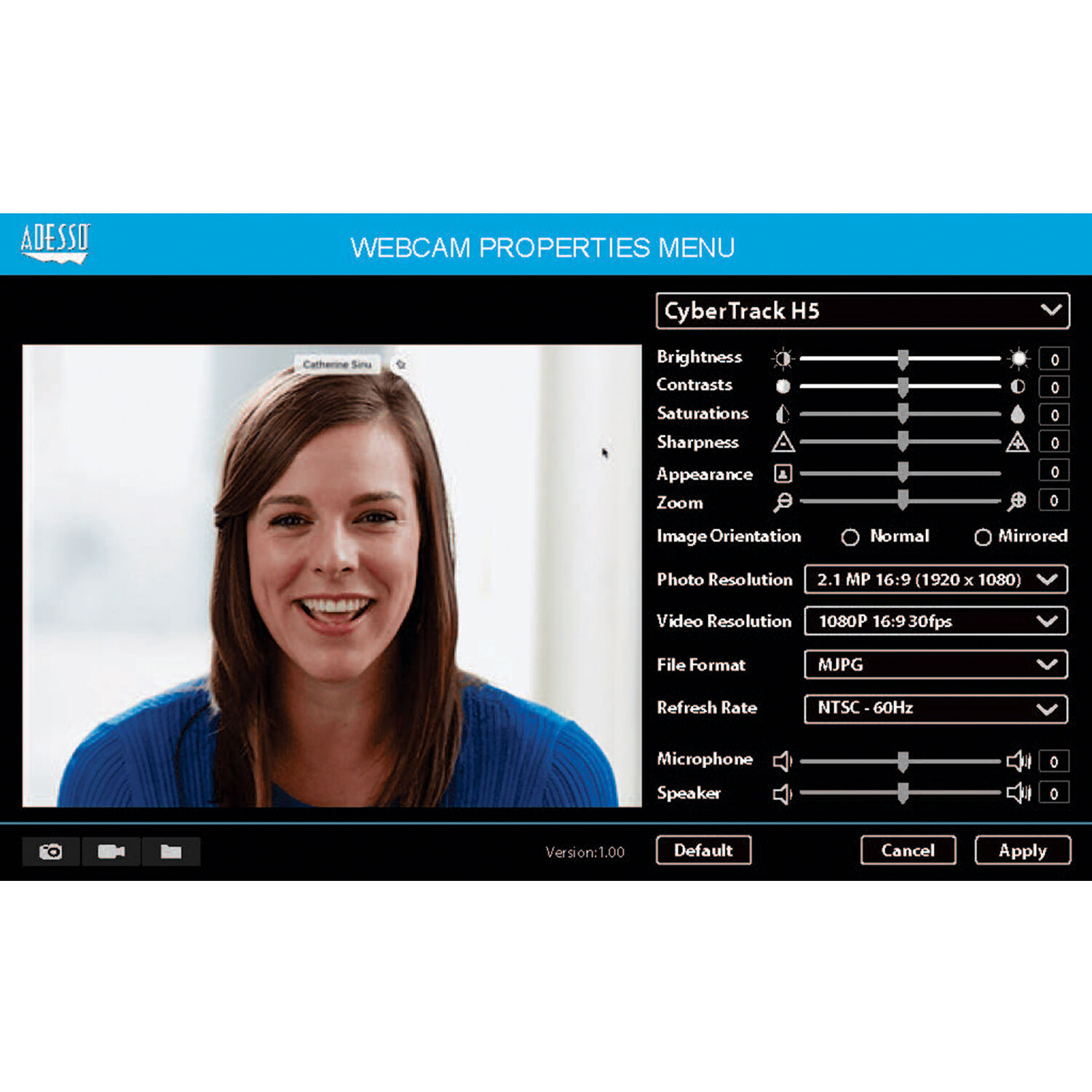 Adesso CyberTrack H5 1080p USB webcam with auto-focus for business video calls — view 8