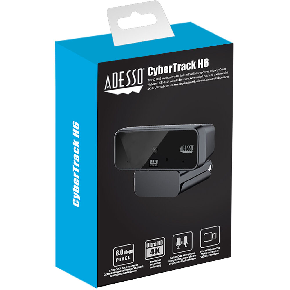 Adesso CYBERTRACKH6 4K webcam with 8.0 megapixel CMOS sensor for professional video capture — view 9