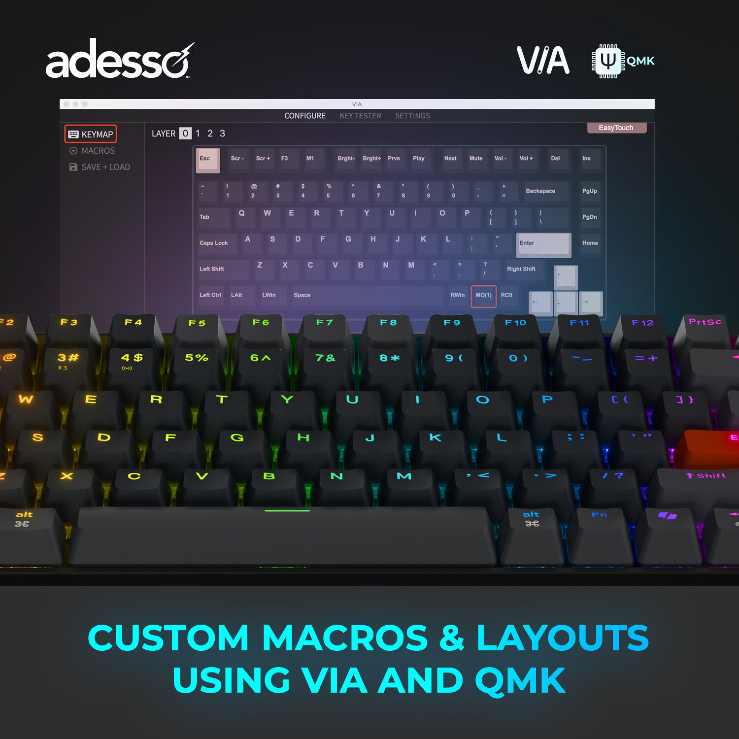 Adesso EasyTouch 1000 wireless RGB mechanical keyboard — view 10