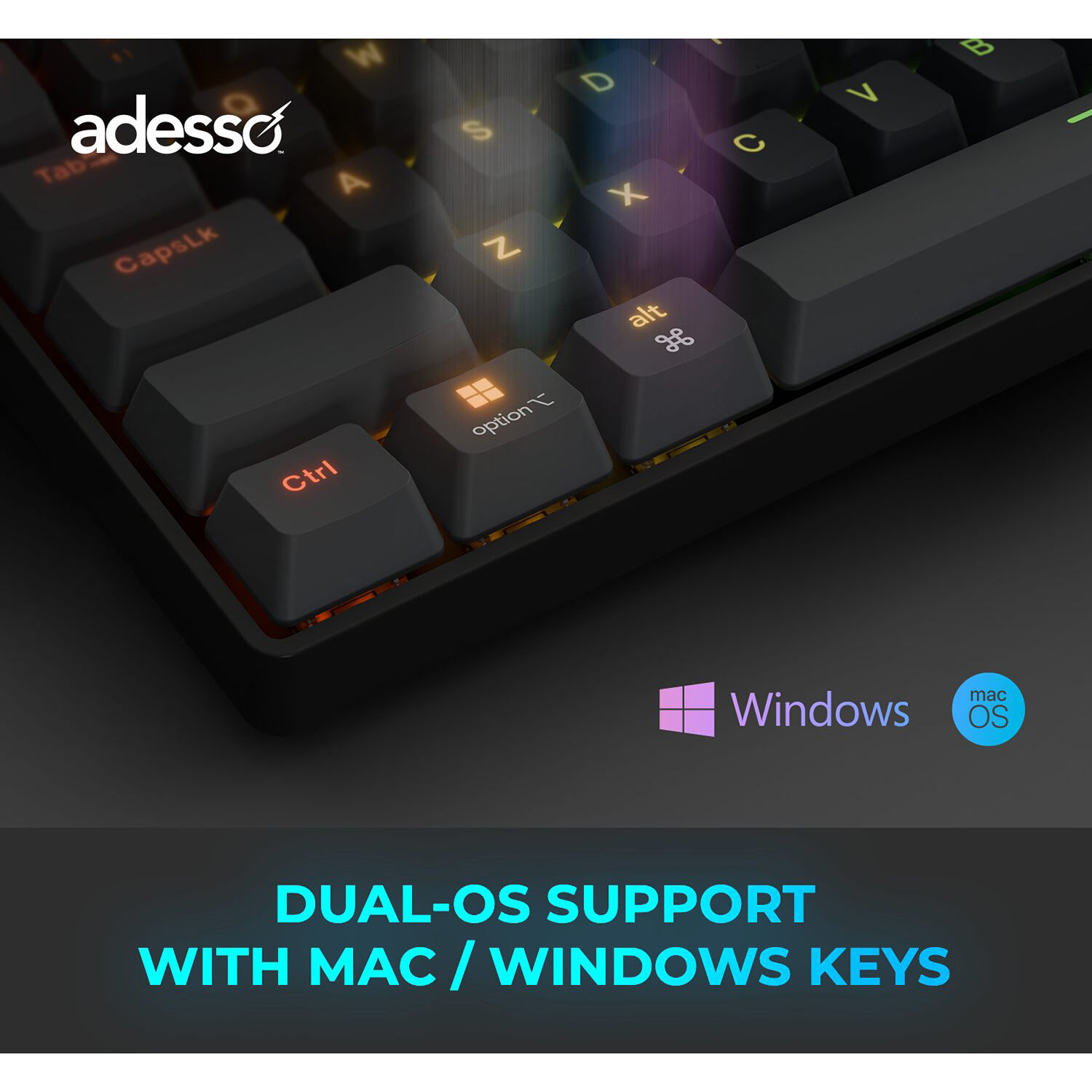 Adesso EasyTouch 1000 wireless RGB mechanical keyboard — view 3