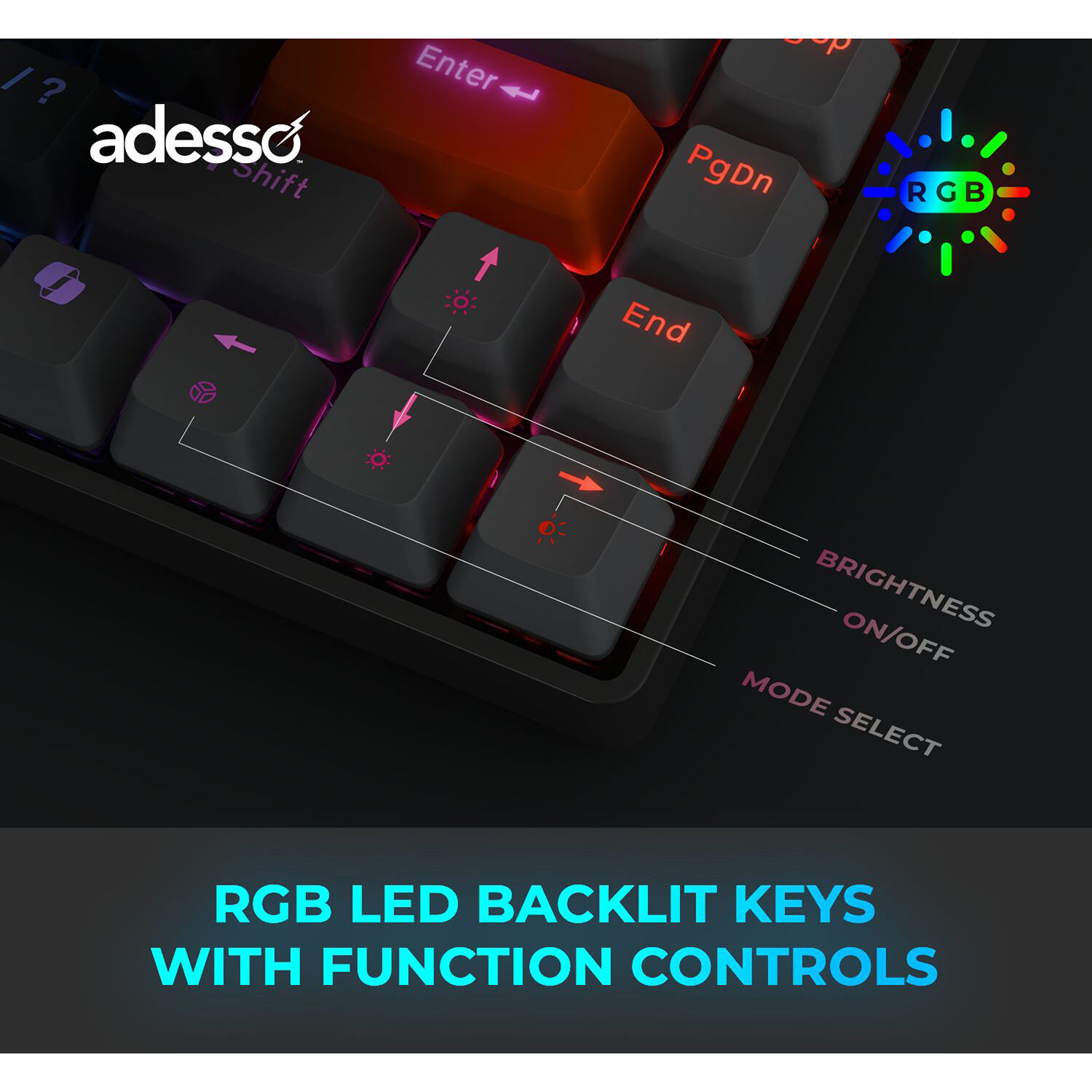 Adesso EasyTouch 1000 wireless RGB mechanical keyboard — view 6