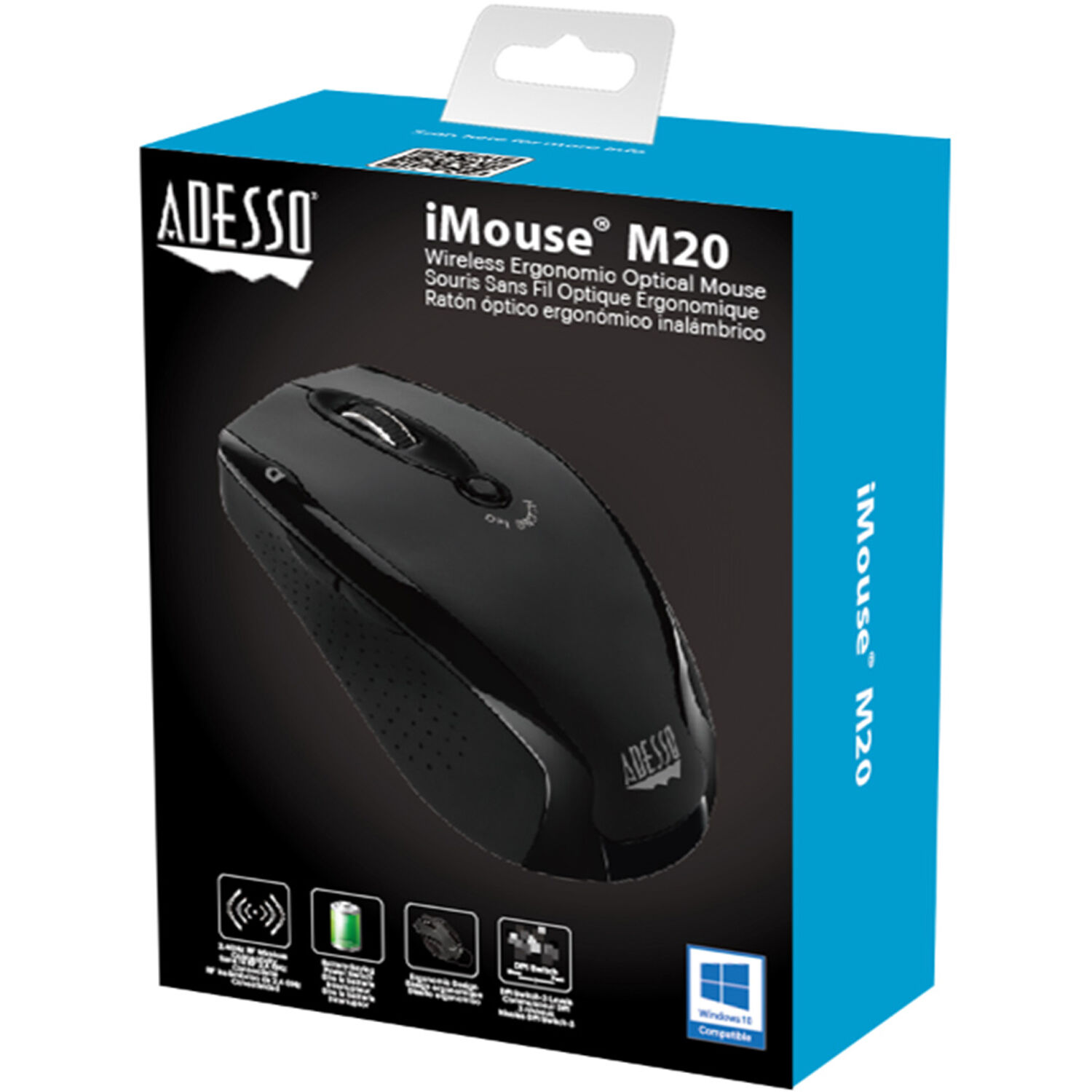 Adesso wireless ergonomic desktop mouse with optical sensor and DPI selector — view 10