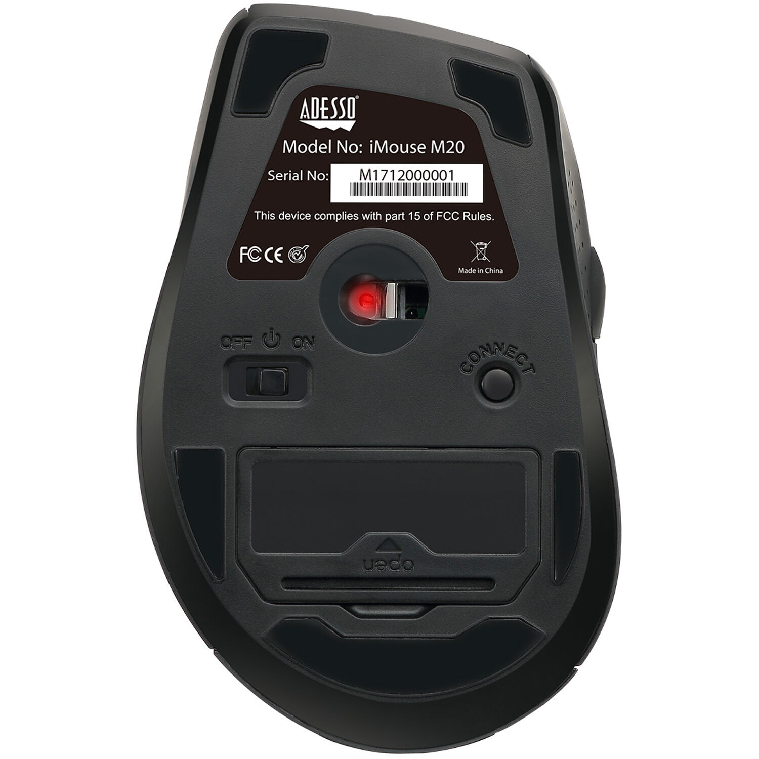 Adesso wireless ergonomic desktop mouse with optical sensor and DPI selector — view 5