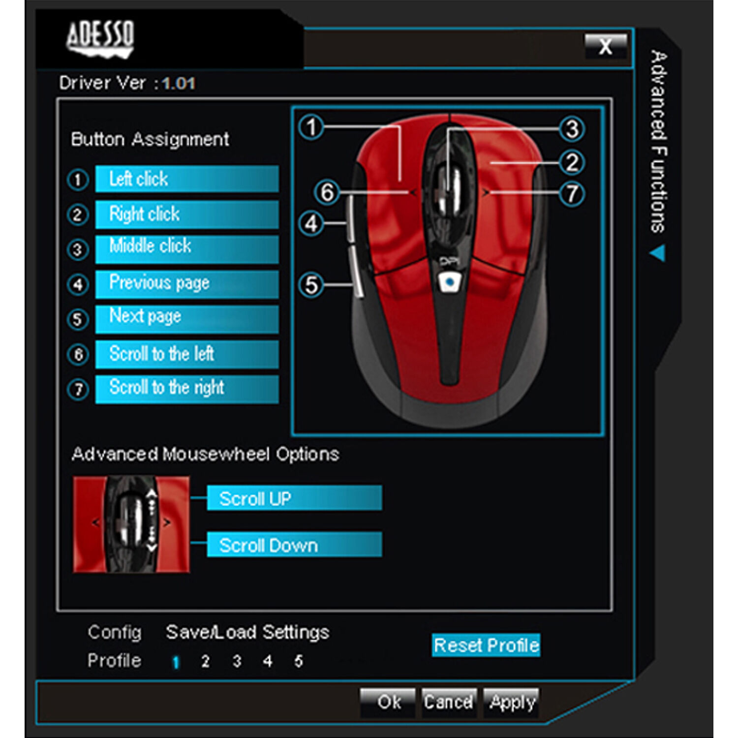 ADESSO BLACK 2.4GHZ WIRELESS OPTICAL MINI MOUSE,  WITH PROGRAMMABLE DRIVER, 4-WA — view 8
