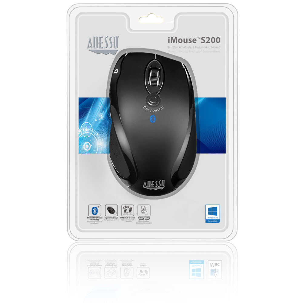 Adesso iMouse S200 Bluetooth ergonomic mouse with optical tracking and adjustable DPI — view 10