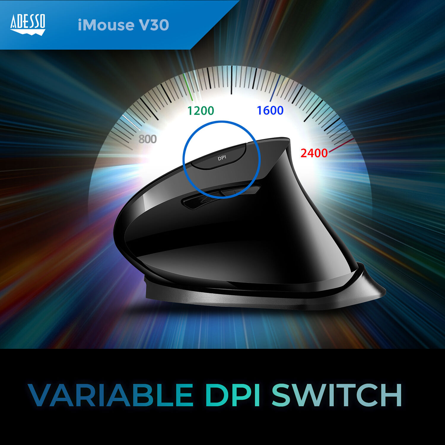 Adesso adjustable vertical ergonomic wireless mouse for comfortable desktop navigation — view 10