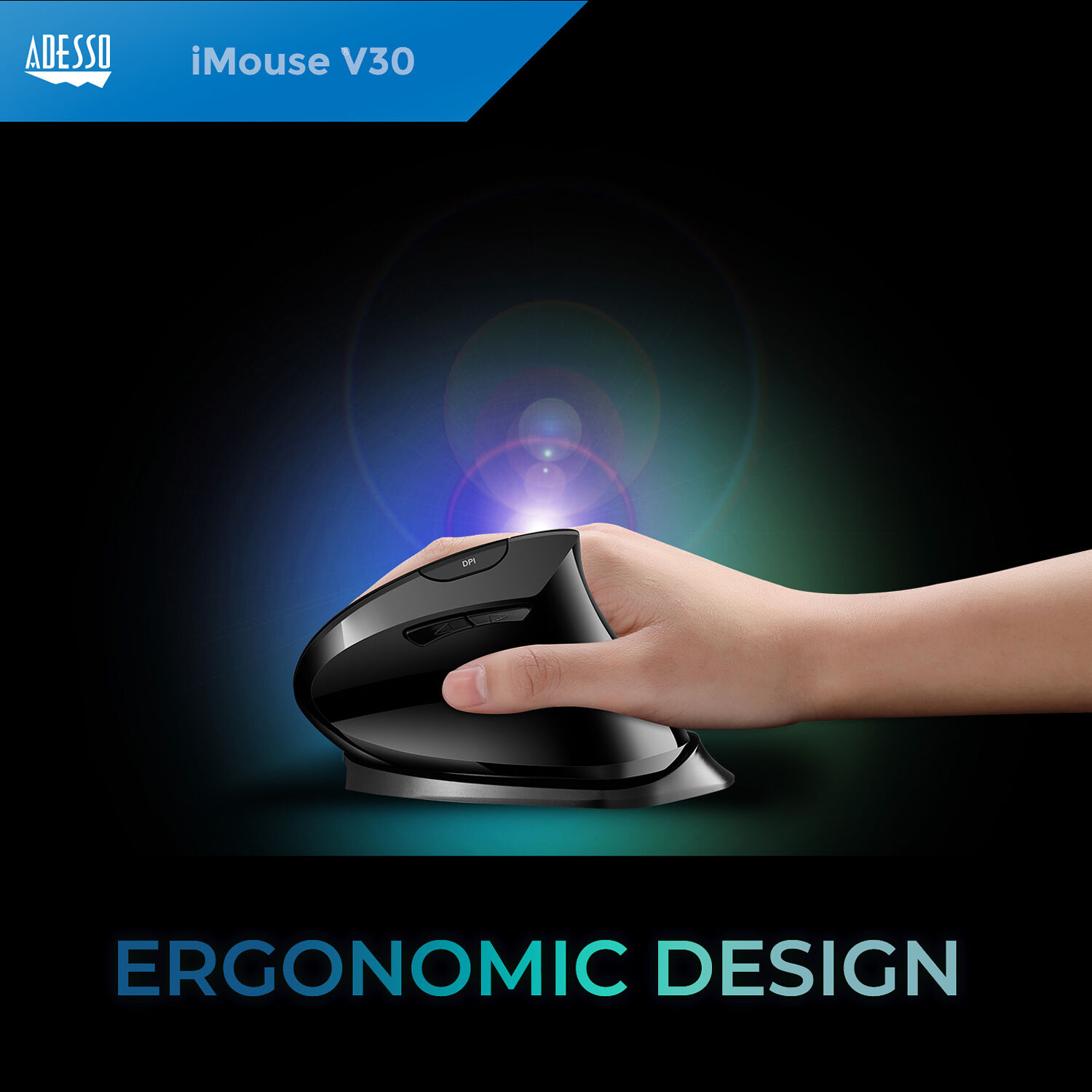 Adesso adjustable vertical ergonomic wireless mouse for comfortable desktop navigation — view 8