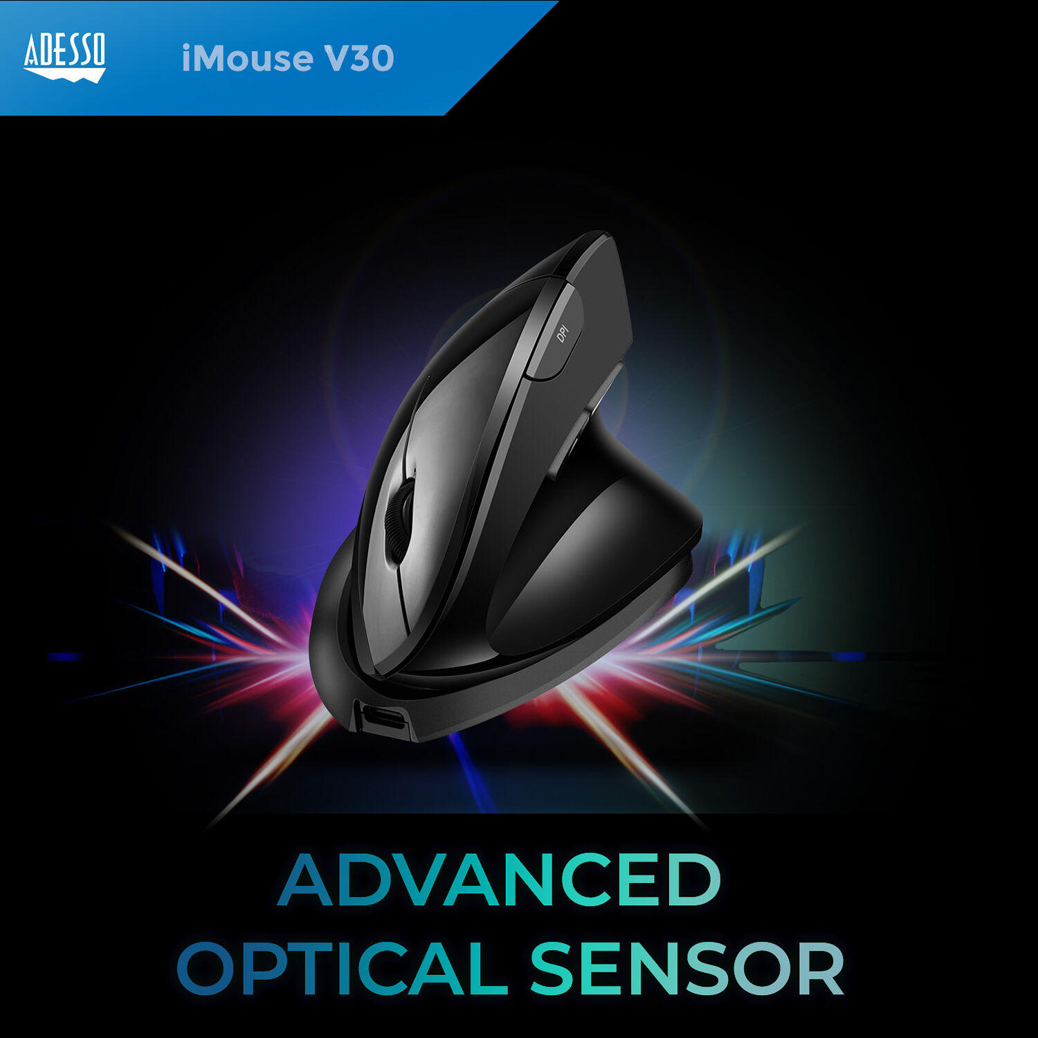 Adesso adjustable vertical ergonomic wireless mouse for comfortable desktop navigation — view 9