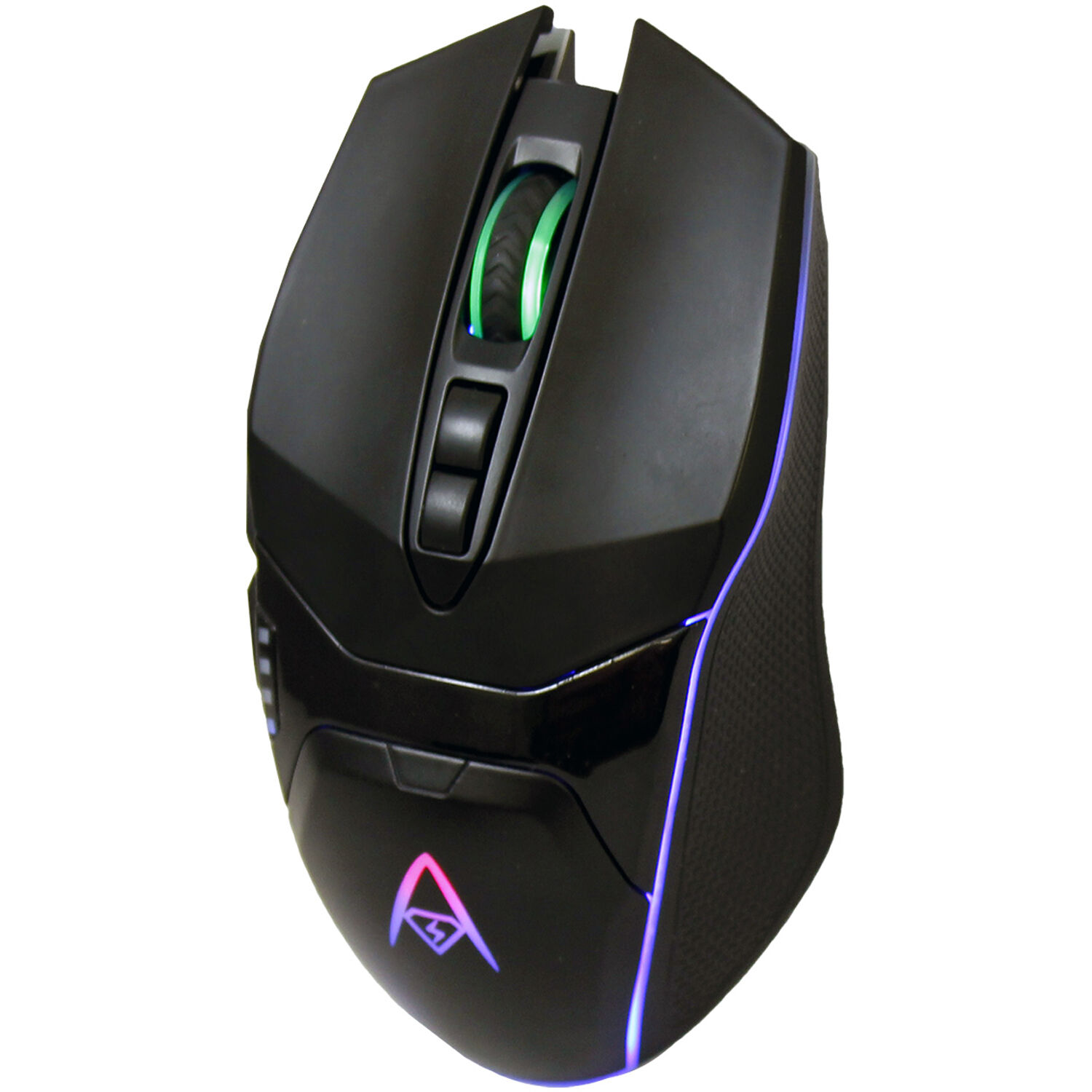 Adesso iMouse X5 programmable gaming mouse in black with RGB illumination, seven buttons and ambidextrous shape — view 3