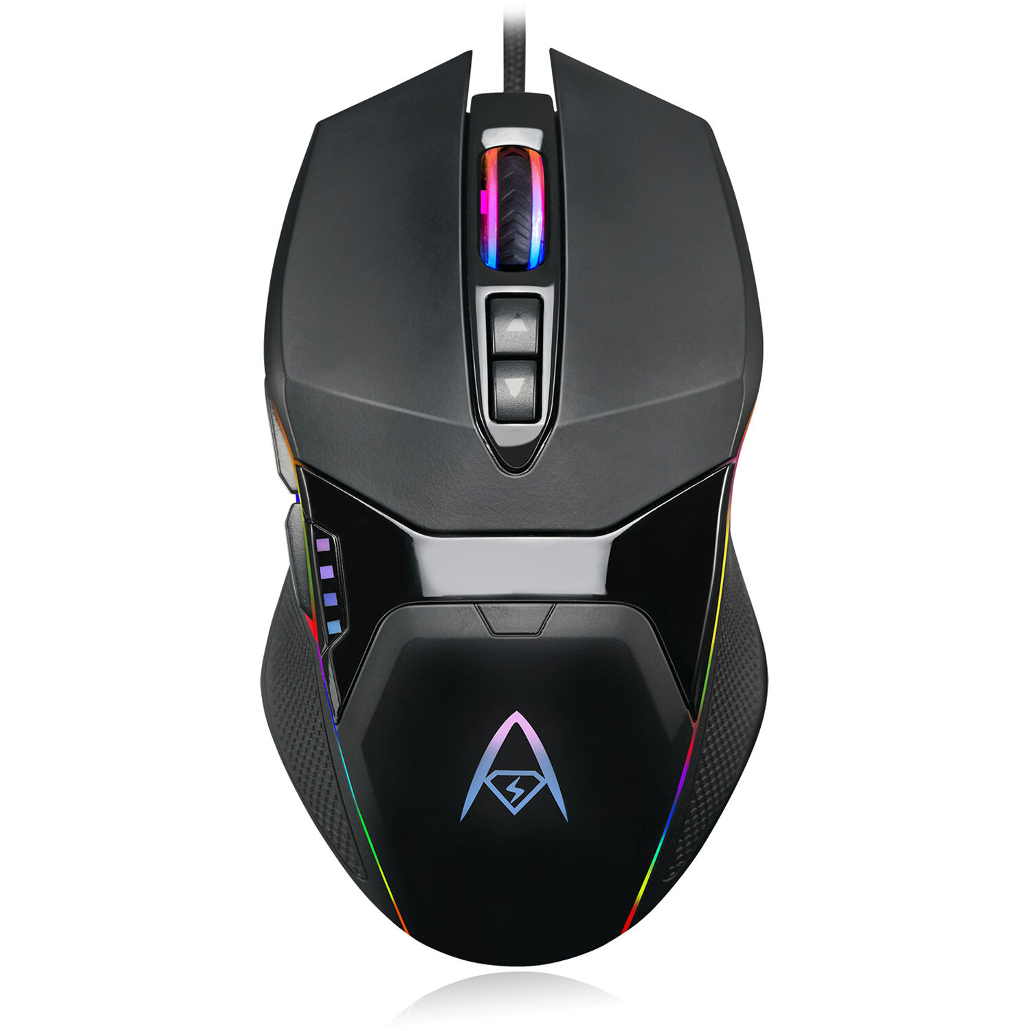 Adesso iMouse X5 programmable gaming mouse in black with RGB illumination, seven buttons and ambidextrous shape — view 4