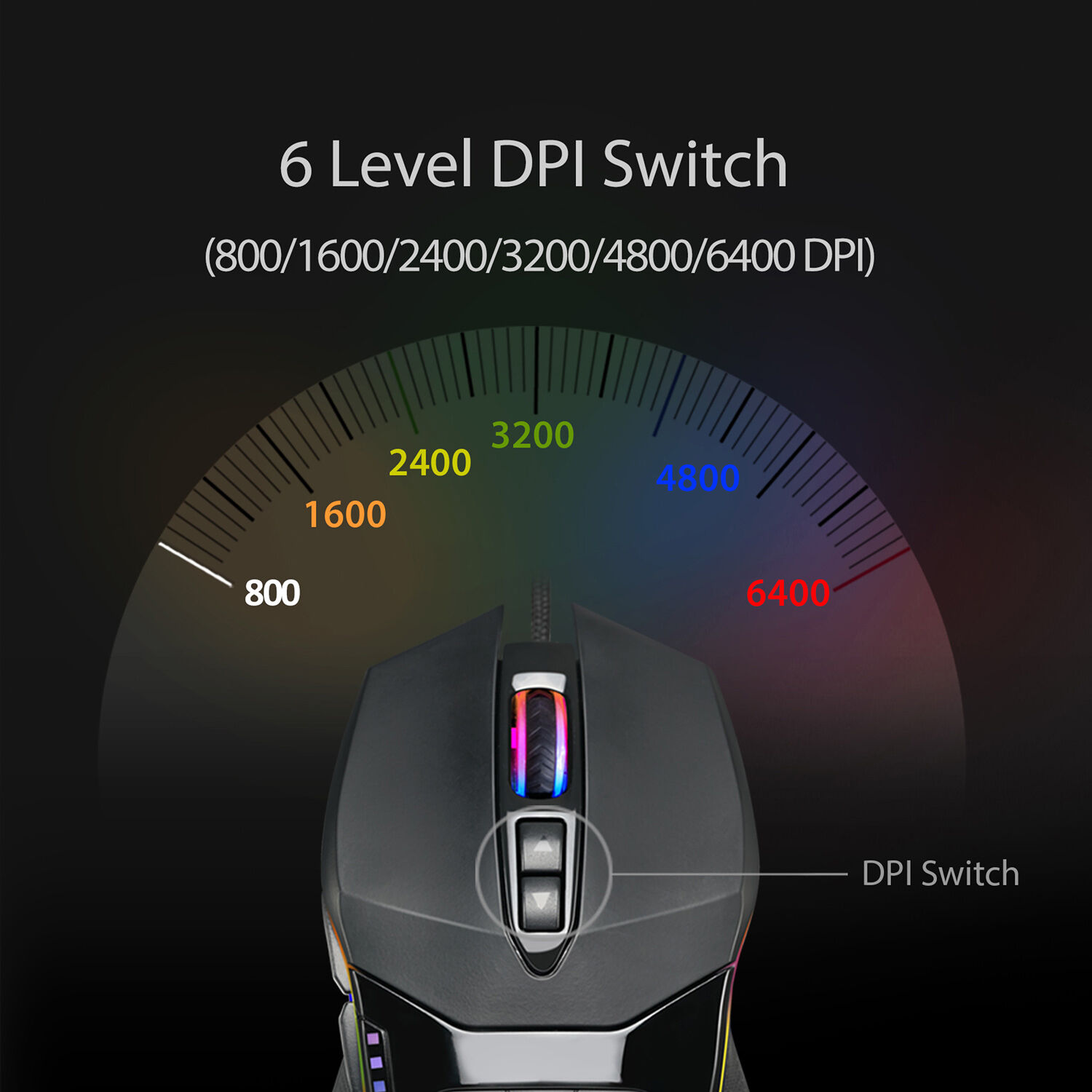 Adesso iMouse X5 programmable gaming mouse in black with RGB illumination, seven buttons and ambidextrous shape — view 6