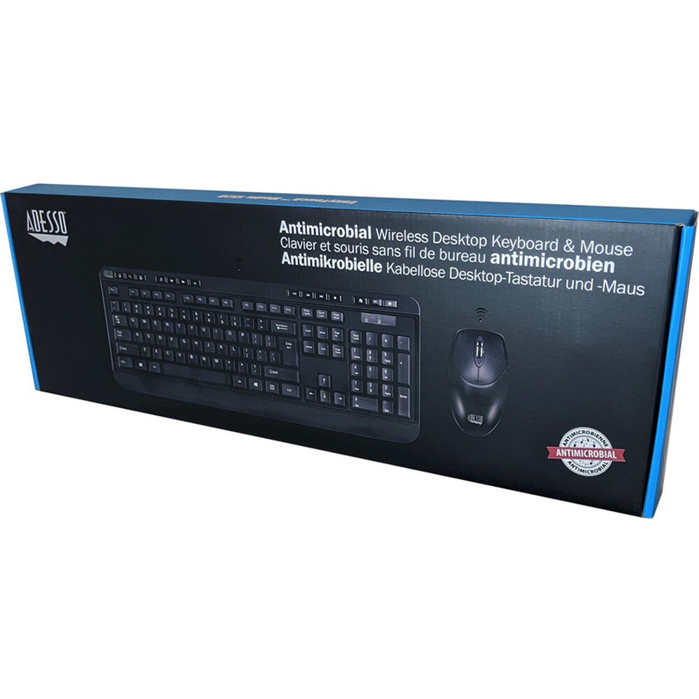Adesso antimicrobial wireless keyboard and mouse combo with desktop receiver and hot keys — view 10